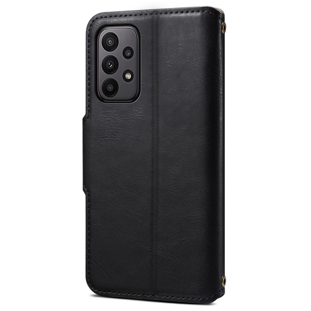 DENIOR For Samsung Galaxy A23 4G/A23 5G (Global Version) Leather Case Cowhide Texture Wallet Cover