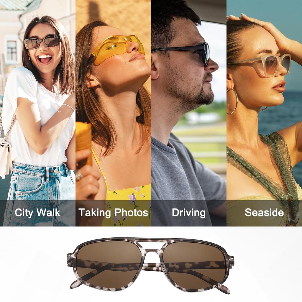 [uxcell] Square Polarized Sunglasses - Retro and Trendy Sunglasses - Unisex - CoffeePink (Brown Lenses)