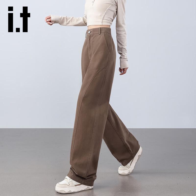 izzue it Women's High-Waist Cotton Loose Curved-Leg Jeans