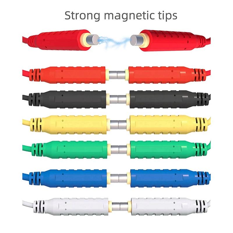 6PCS/Lot Magnetic Test Leads Silicone Soft Flexible Jumper Test Wires 30VAC 5A 3.3Ft T10005 Sensors Switches