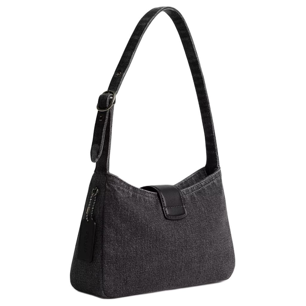 COACH Eliza 24 Brand Logo Charm Denim Handbag Medium Women handbags Washed-Gray CAK45-QBWAD