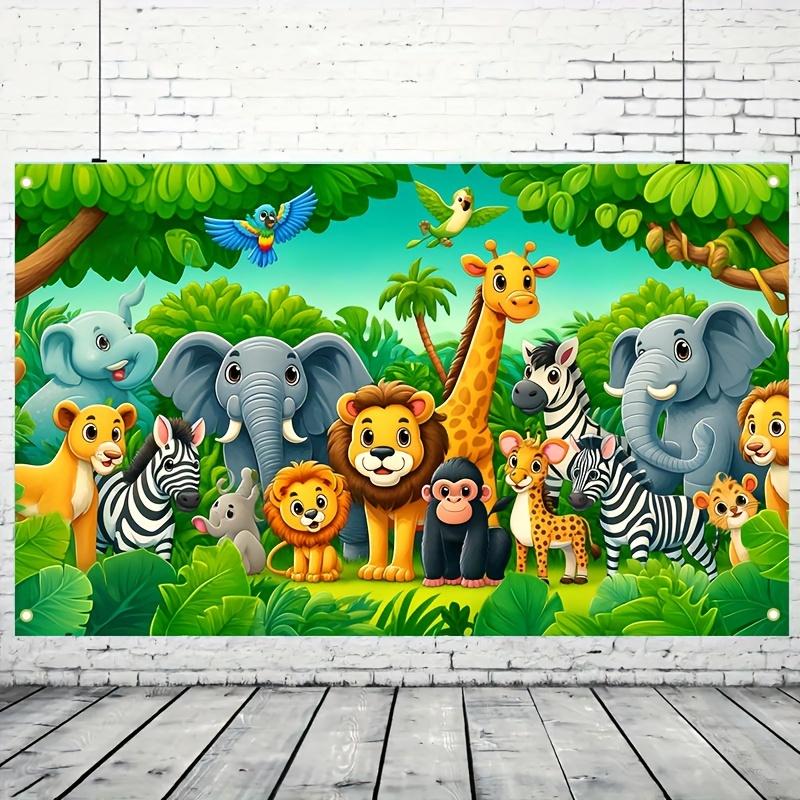 2D flaches Waldtier Partybanner Polyester Hintergrund Outdoor Festival Familie Garten Hof Dekoration