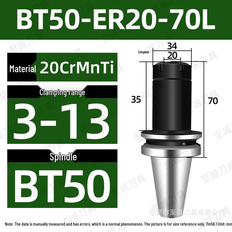 BT50-ER Collet Chuck Holder: Carburized & Blackened with ER Spring for CNC Machining