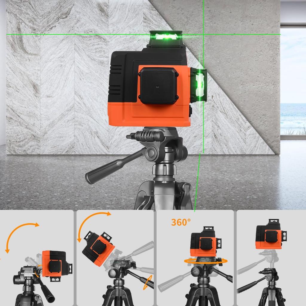 Multifunctional aluminum compatible with laser features a telescopic a swivel a carrying and a bubble Includes a plate with a screw base and a UNF