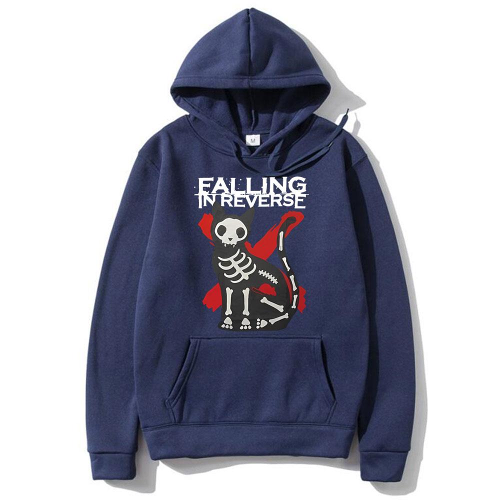 Falling In Reverse Cat Graphic Hoodie Men Women Gothic Casual Oversized Sweatshirt Men's Vintage Streetwear Male Cotton Hoodies