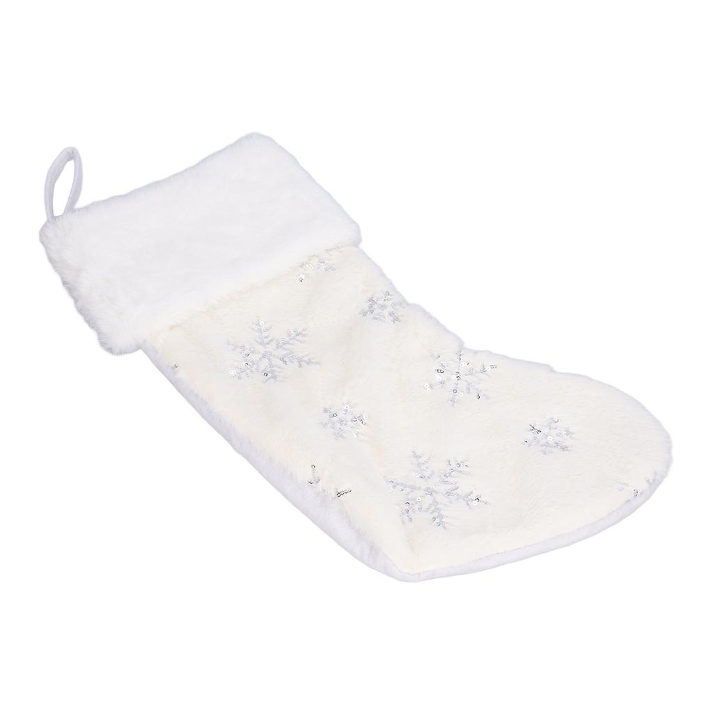 Poliesterowa zawieszka świąteczna w kształcie skarpety z haftowanym wzorem płatka śniegu, dekoracja choinkowa