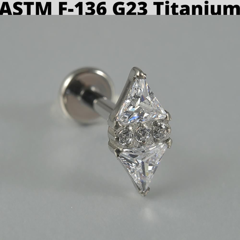 Cz Four Pointed Star G23 Solid Titanium Cartilage Earrings Stud 16G Internally Threaded Sun Helix Ear Tragus Piercing Jewelry