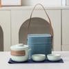 TLAKEHO Matte Ceramic Portable Travel Tea Set