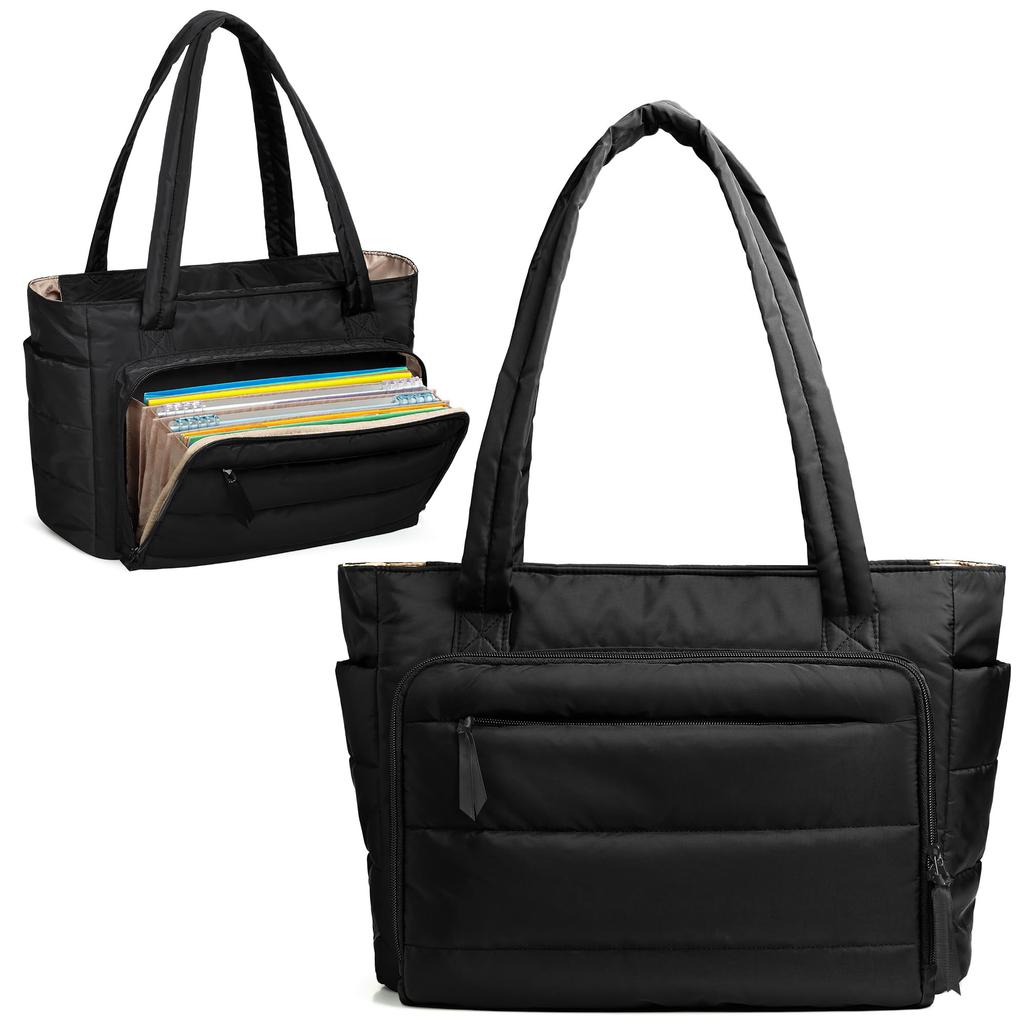 Yarwo Teacher Bag, Large Capacity, Visiting Bag, Laptop Storage, Lightweight, Perfect for Commuting, School, Travel, and Business, Black