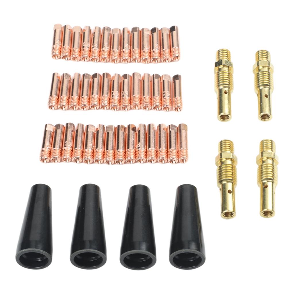 Gas Diffusers Flux Core Nozzle Kit 48 Pieces Nozzle Tips Kit Conductive Tips 0.030 Inch Contact Tips Standard Size
