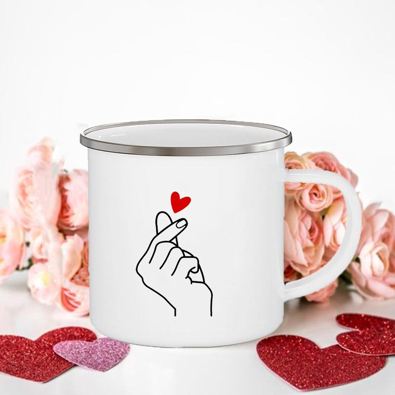 Frau/Herr Richtig Druck Paar Tassen Kreative Kaffeetasse Getränk Dessert Frühstück Milchbecher Emailletassen Henkel Trinkgeschirr Valentinstagsgeschenk