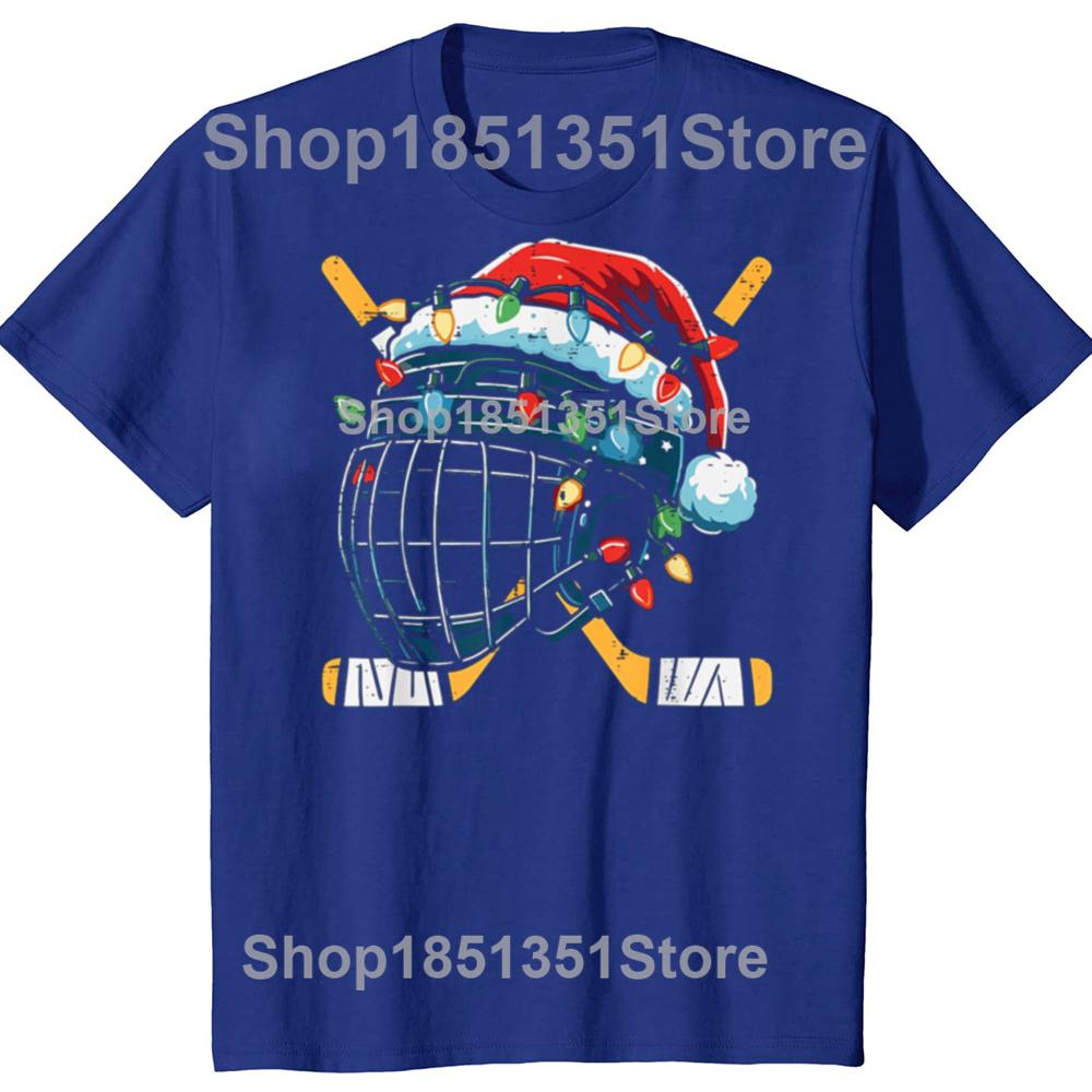 Funny Christmas Ice Hockey Xmas Graphic Tshirts Men Womens Fashion Casual Tshirt 100 Cotton Loose Oversized T Shirt
