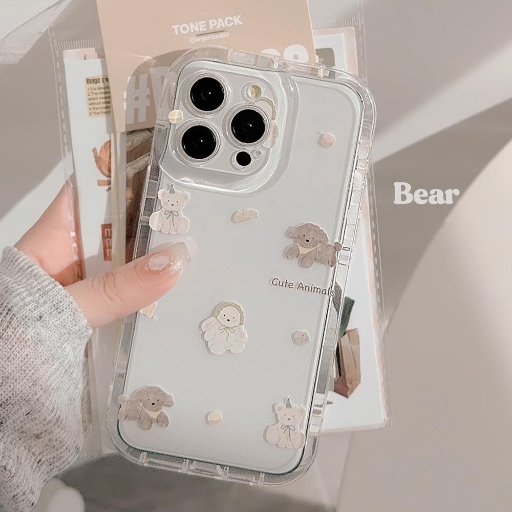 Korean Style Bear Bread Puppy for IPhone16promax for Apple 16 Mobile Phone Case 15Promax Cute and Transparent