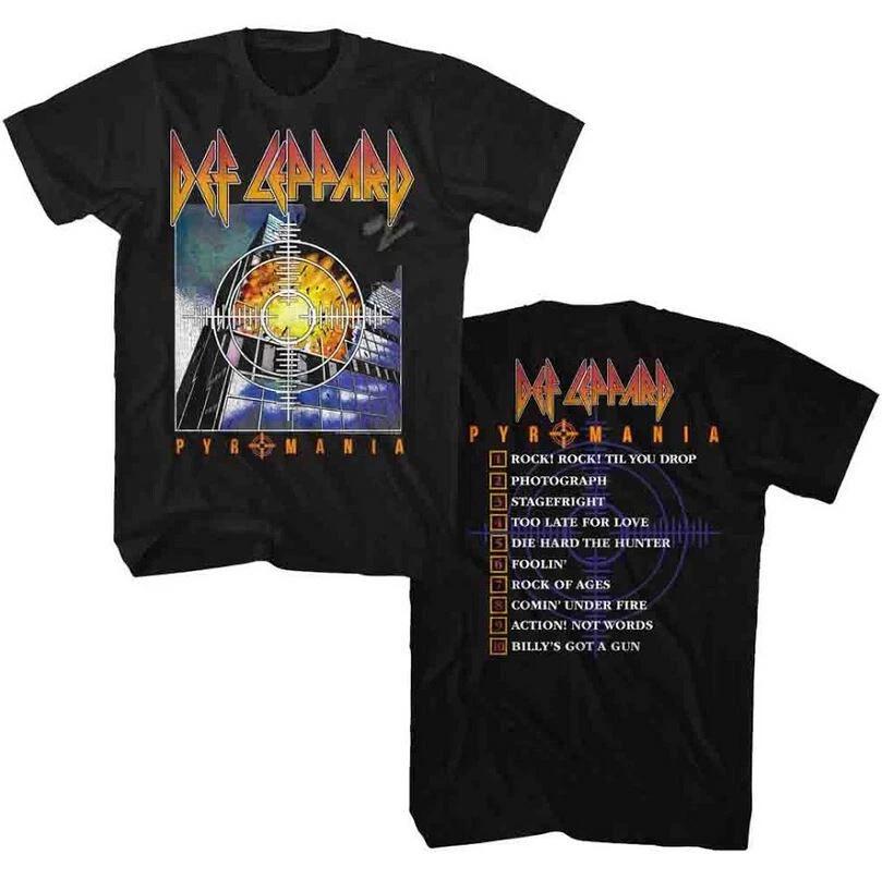 Def Leppard Pyromania Album Cover Song List Men s T Shirt Rock Music Band Merch 2XL