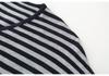 Autumn French Retro V-Neck Batwing Sleeve Striped Loose Sweater Top