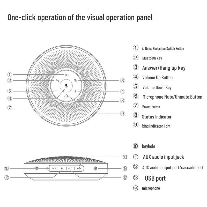 Deli 14871 Wireless Omnidirectional Conference Speakerphone