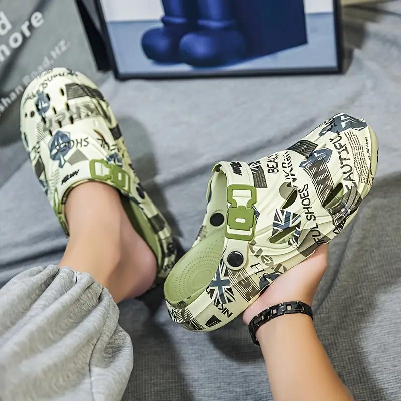 Men's Fashion Thick Sole EVA Clogs Unique Design Slip-On Breathable Garden Shoes with Safety Strap and Soft Insole Suitable for Outdoor