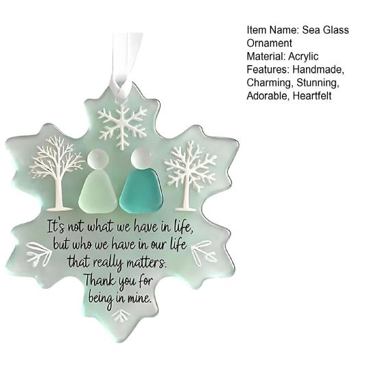 Snowflake Shaped Sea Glass Ornament Handmade Sea Glass Art Friendship Keepsake Coastal Winter Christmas Tree Decoration