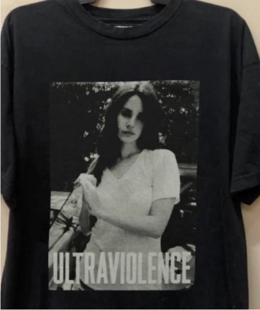 Редкая черная унисекс футболка Lana Del Rey Ultraviolence Подарок для фаната Хлопковая унисекс футболка S