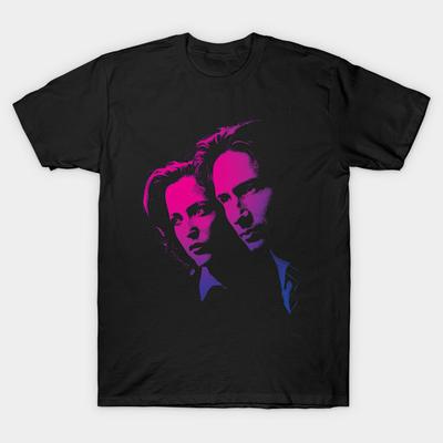 Asian Size Men Print T-shirt Mulder And Scully No-Cut Heat Transfer Print Cotton Tshirt