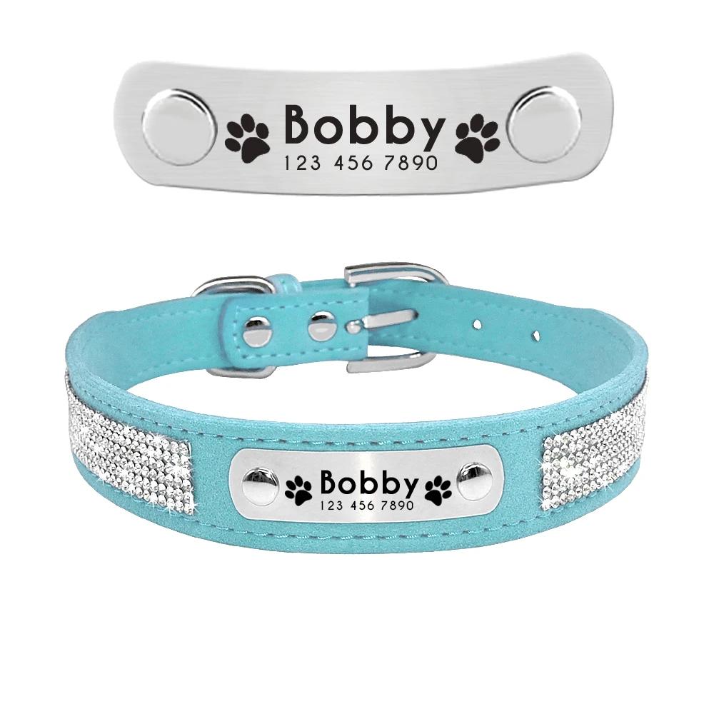 Leder Katzenhalsband Personalisiertes Katzenhalsband für Welpen Kleine Hunde Haustier Kätzchen Namensschild Halsband Kostenlose Gravur Verstellbar Haustierhalsbänder