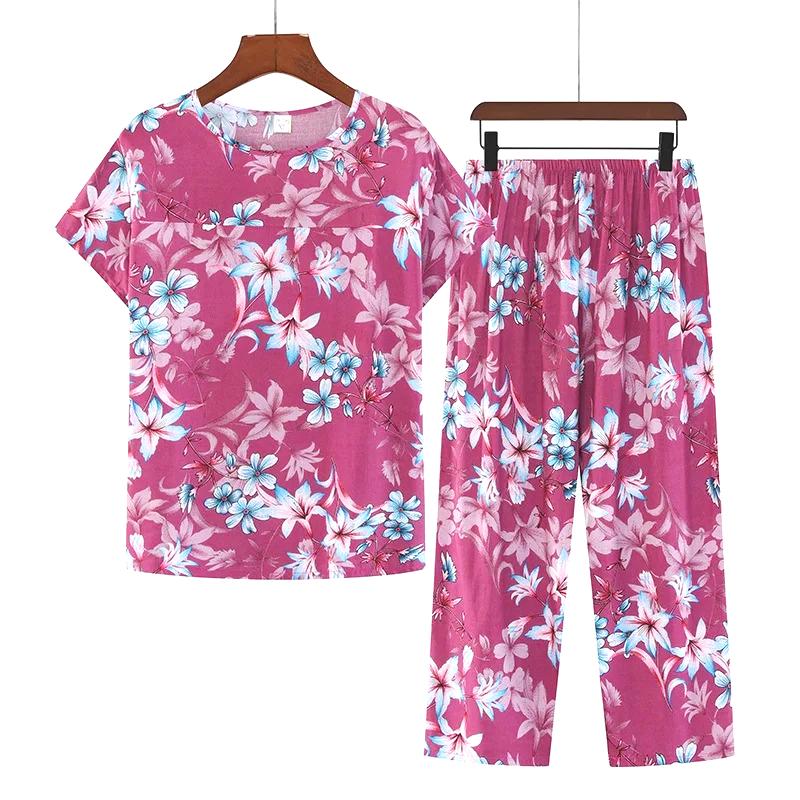 Cotton Pajamas Women's Thin Short Sleeve Set Plus Size Women's Loungewear Can Be Breathable and Antibacterial Sleepwear