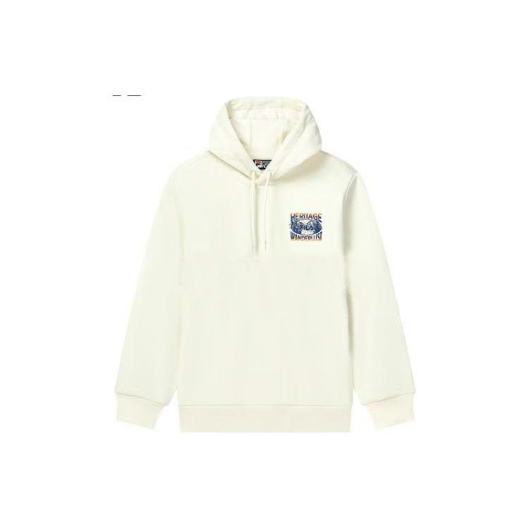 

FILA Solid Color Logo Embroidered Hooded Pullover Long Sleeve Sweatshirt Men sweatshirt Pearl-White F11M248204F-IV M