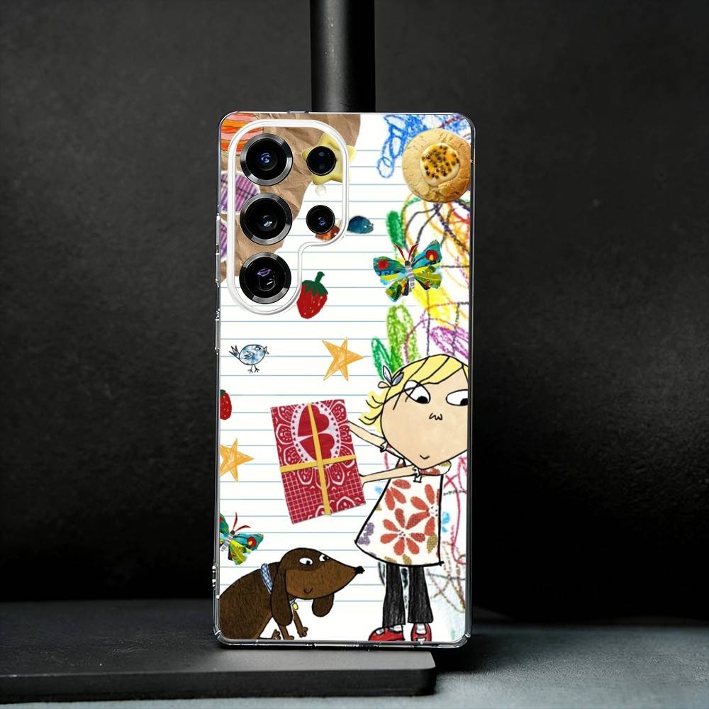 

C-Charlie and L-Lola Cute Phone Case For Samsung S25,S24,S21,S22,S23,S30,Ultra,S20,Plus,Fe,Note,10,9,5G Transparent Cover Samsung S21plus