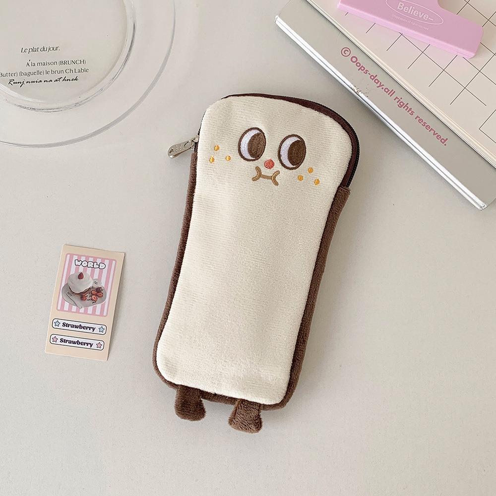 Portable Sanitary Pad Storage Bag Cartoon Toast Multi-function Makeup Bag Large Capacity Stationery Bag