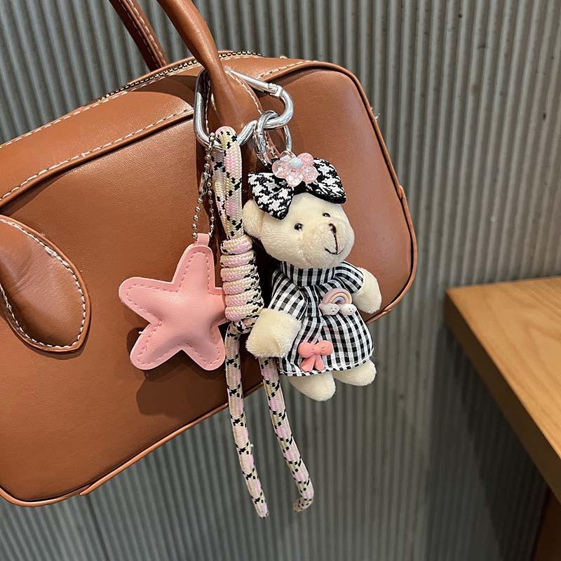 Fashion Little Bear Key Chain Five-pointed Star Braided Rope Pendant Girl Backpack Decoration