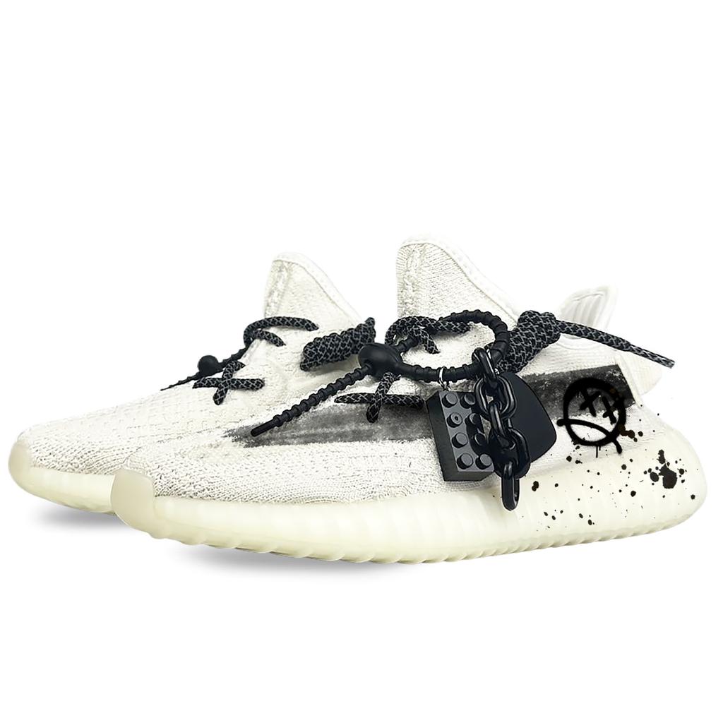 adidas Originale Yeezy Boost 350 V2 Niedrige Freizeitschuhe Unisex Schwarz Weiß HQ6316(Team373-)