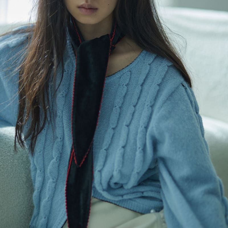 HOKUSPOKUS Wave Edge Velvet twilly_Black