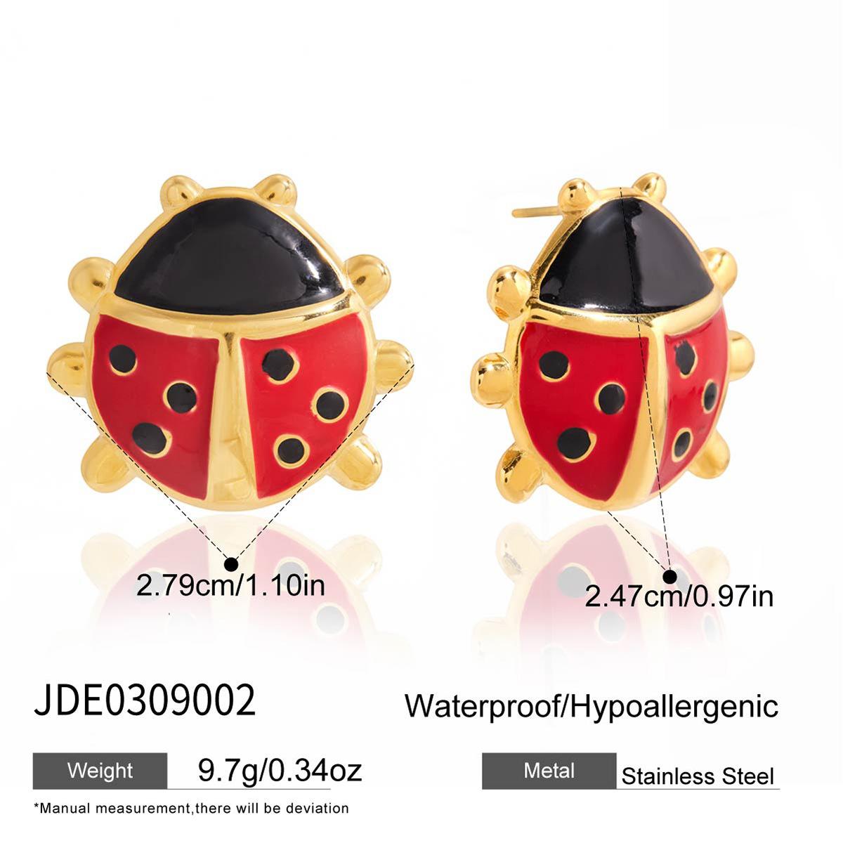 Jiedin European and American jewelry niche oil dripping insect earrings stainless steel earrings