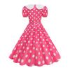 Women's Casual Polka Dot Dress with Collar and Puff Sleeves Slim Fit