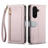 ESEBLE E11 For Samsung Galaxy S25 FE Case Zipper Pocket Litchi Texture Leather Phone Cover with Mirror and Wrist Strap