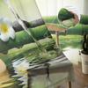 Zen Stone Forest Green Bamboo Forest Water Chiffon Transparent Curtains Perfect for Living Room Bed Chamber Decoration Window Voiles Tulle Curtain