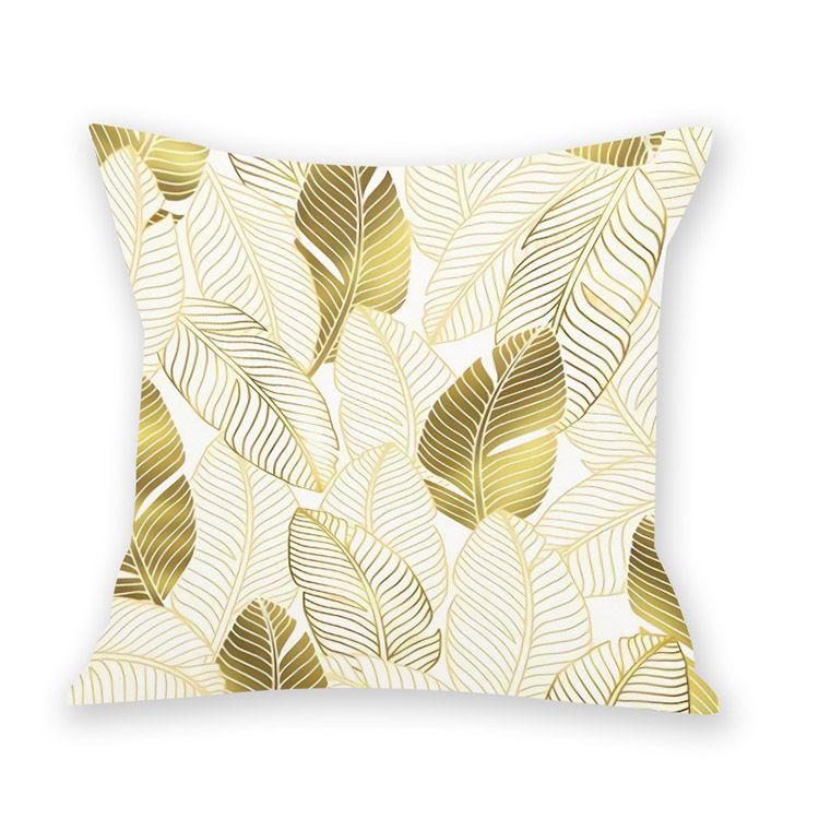 Printed Imitation Gold-pinning Plush Creative Leaf Pillowcase Style Pillow Waist Sofa Decoration