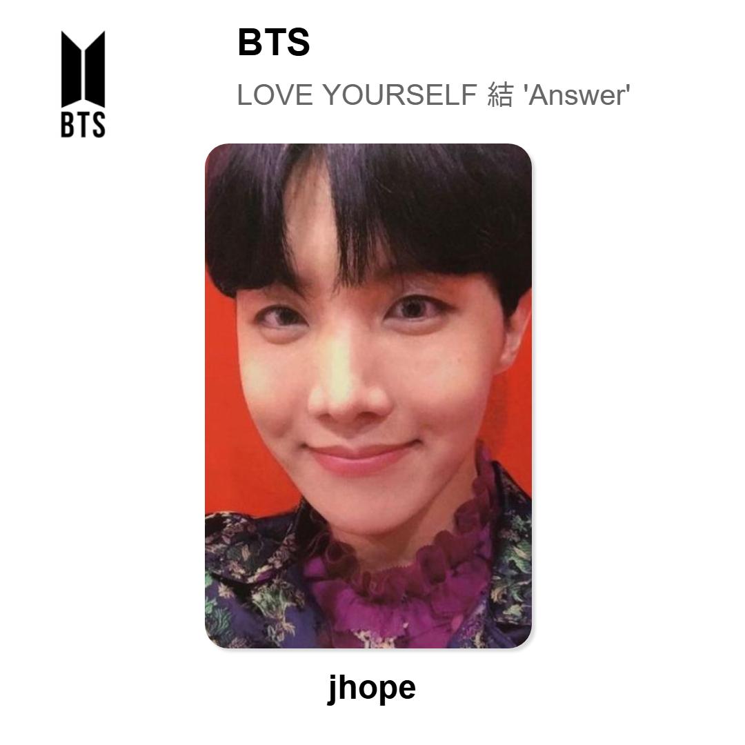 Официальная фотокарточка BTS LOVE YOURSELF  Answer  J-Hope 02