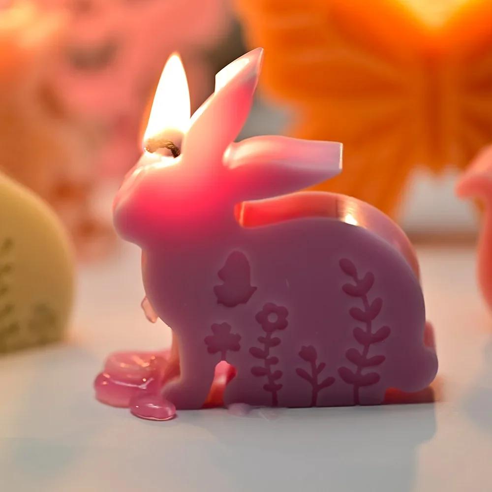 Easter Rabbit Silicone Mould Candle Molds DIY Relief Printing Gypsum Mould Cat Bunny Soap Scented Candle Ornament Mould Crafts