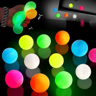 12Pcs Sticky Balls Fidget Balls, Glow In The Dark Ceiling Balls Sensory Balls, Fun Balls For Adults, Party Favors Goodie Bags, Treasure Chest for Gift