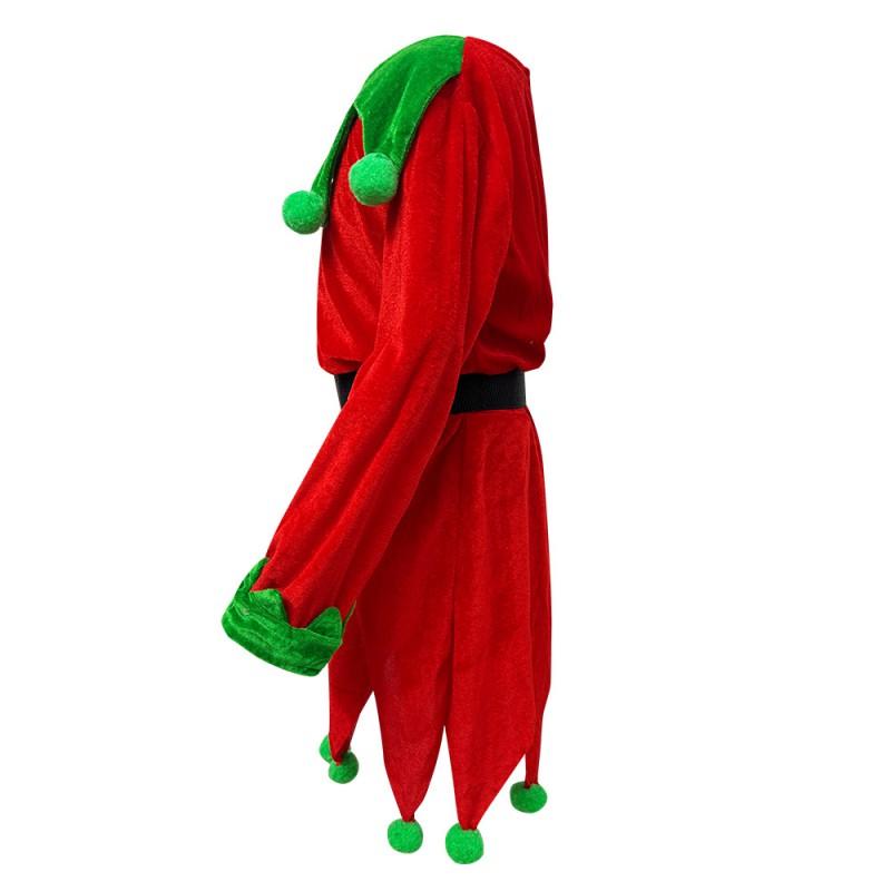 Kids Christmas Halloween Costume Elf Outfit Boys Girls Long Sleeve Dress With Hat Socks Party