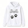 Kids Unisex Boys Girls Pullover Hoodie, Cute Cat Face Paw Print Sweatshirt, Casual Soft Long Sleeve Hooded Top for Daily Wear School Outdoor Activitie