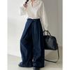 Johnature Vintage Strappy High-waisted Jeans Women Fall Commuter Casual Long Wide-leg Fashion Pants