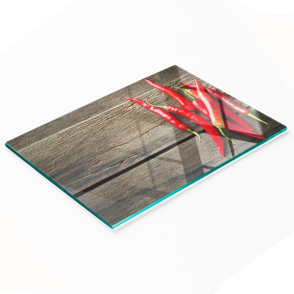 Kitchen Multifunctional Decorative Glass Board Chili Peppers 80X52 Cm