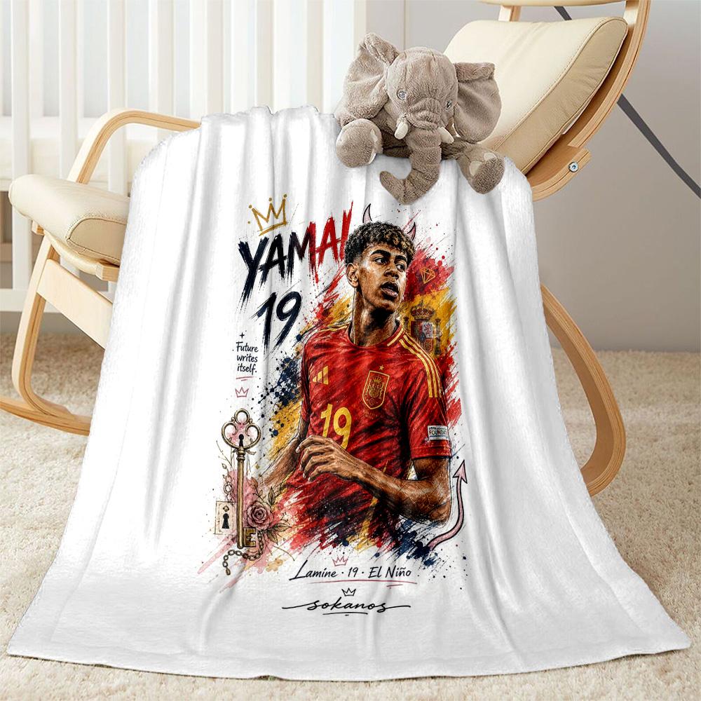 Lamine Yamal Fußballlegende Decke Weich & Gemütlich Groß für Sofa Wohnzimmer Büro für Alle Jahreszeiten Warme Dekoration Geburtstag Weihnachten Geschenk Decke