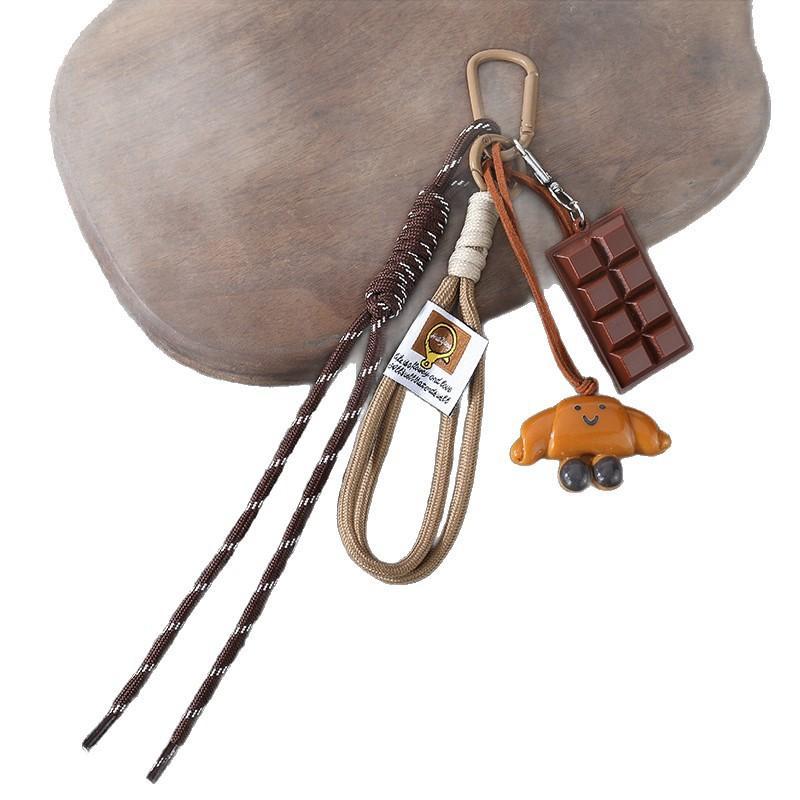 Cute Cartoon Food Shaped Keychain With Braided Rope And Sturdy Carabiner Perfect For Backpack Decor Daily Use