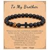 Elastic Natural Stone Beaded Cross Bracelet For Dad Godfather Husband Brother Faith Love Hope Gifts