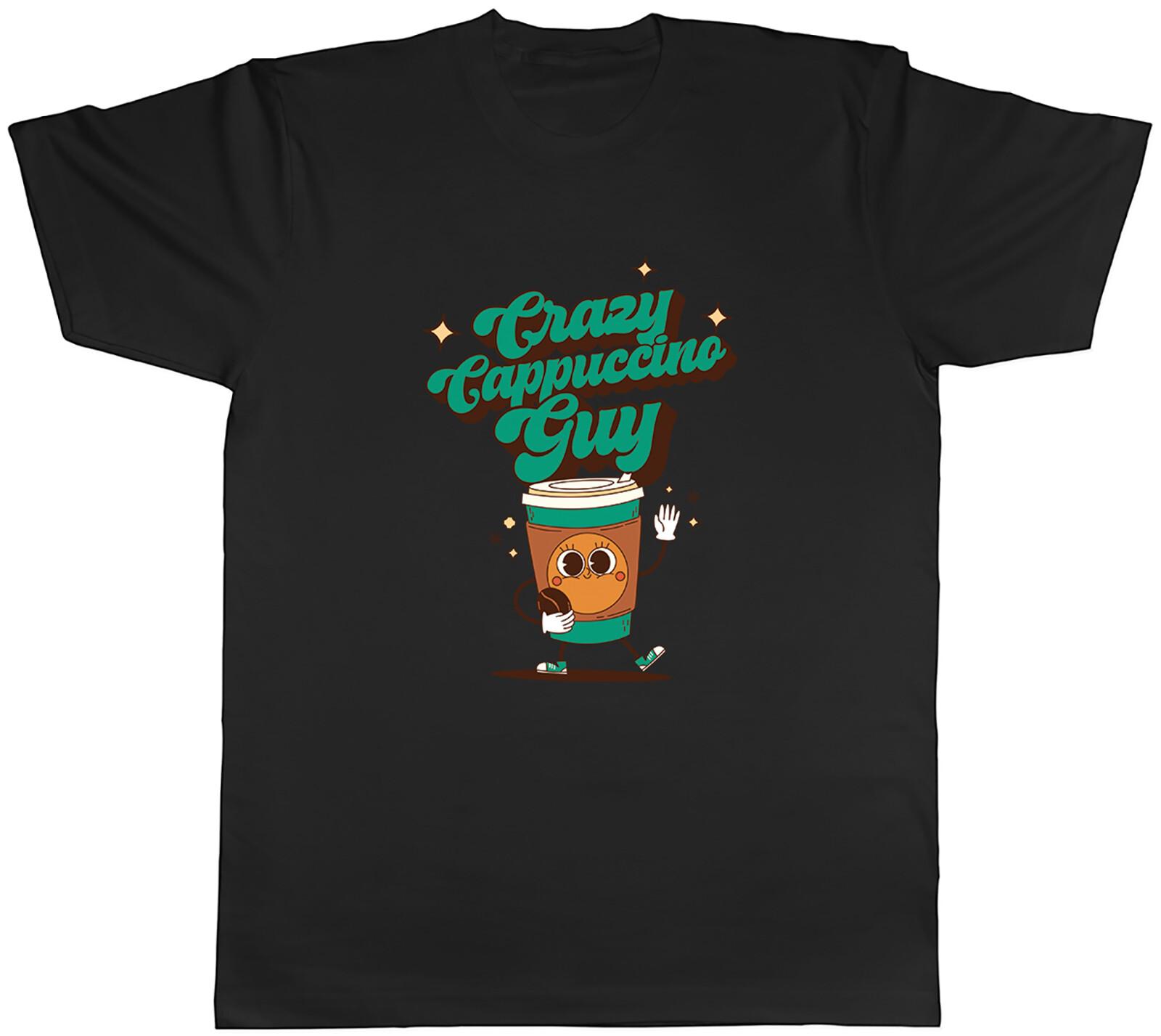 Crazy Cappuccino Guy Mens T-Shirt Coffee Drink Tee Gift XXL