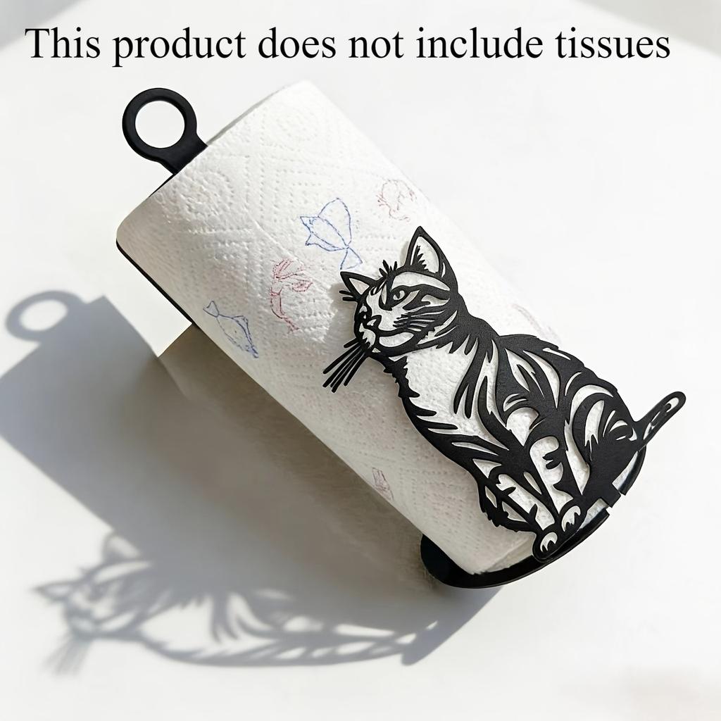 Cute Cat Paper Towel Stand, simple design for countertop placement, durable and budget-friendly kitchen storage