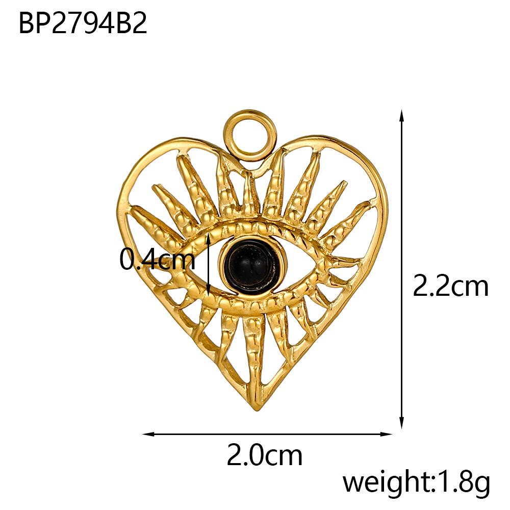 CARLIDANA Luxury Gold Plated Stainless Steel Charm Evil Eye Oval Heart Flower Colorful Natural Stone DIY Jewelry Making Women